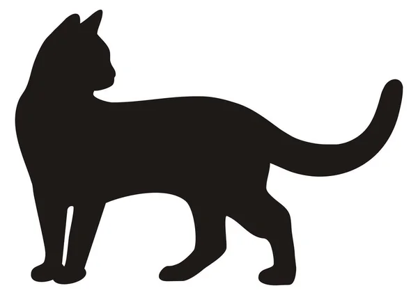 Gato Negro Icono Vector Silueta — Vector de stock