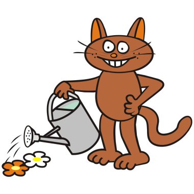 Bahçıvan olarak, komik vektör çizim tomcat