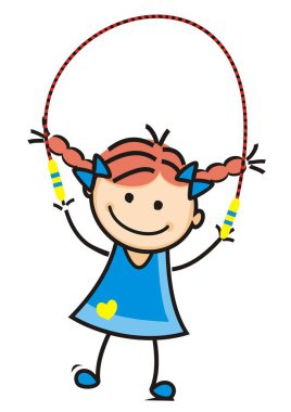 Girl and jump rope, vector illustration clipart