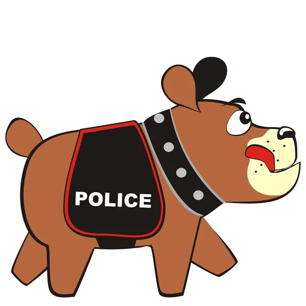 Asistanı Polis Köpeği Battaniye Komik Vektör Çizim Ile — Stok Vektör
