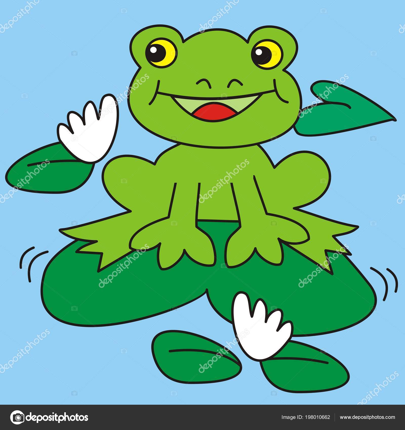 カエルとスイレン 面白いイラスト ベクトル アイコン ストックベクター C Janista