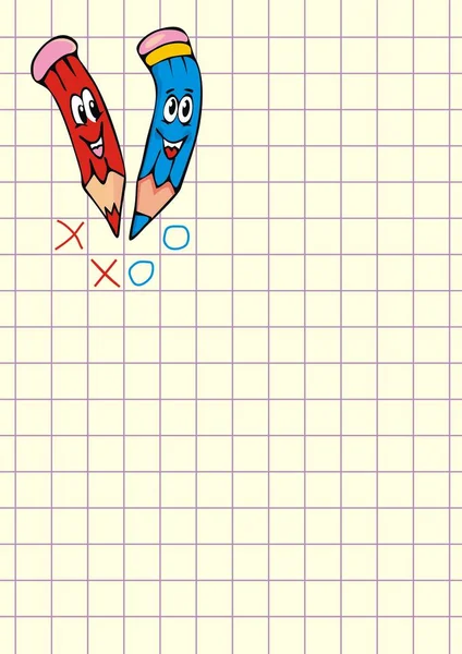 Tic Tac Toe Lápis Cor Bloco Notas Ícone Vetorial Ilustração — Vetor de Stock