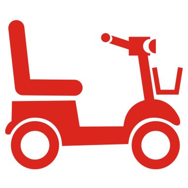 Kırmızı scooter, vektör simgesi. Yaşlılar için elektrikli arabaları.