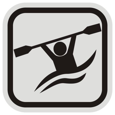 Kano, kürek, gri ve siyah çerçeve, vektör simgesi ile rakam