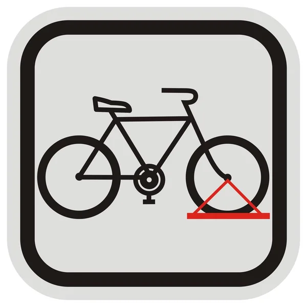 Support Vélo Vélo Cadre Gris Noir Silhouette Noire Rouge Icône — Image vectorielle