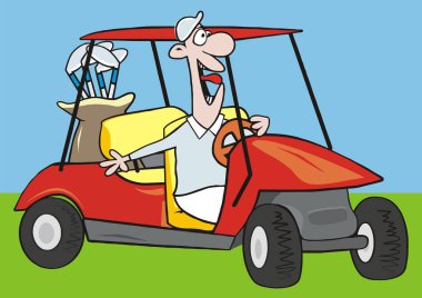 golfçü, Araba, komik vektör simgesi