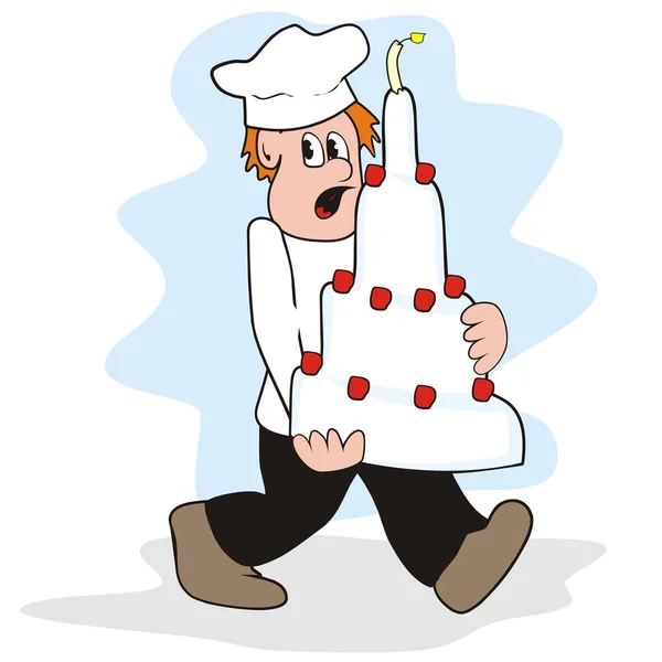 Mannetje Cake Grappige Vector Pictogram — Stockvector