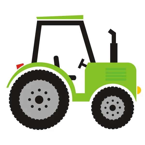 Grüner Traktor Einzelobjekt Silhouette Vektorsymbol — Stockvektor