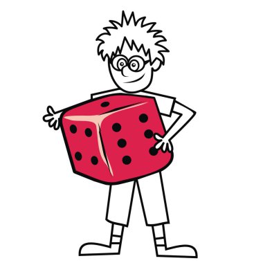 Çocuk ve oyun küp, vektör komik simgesi