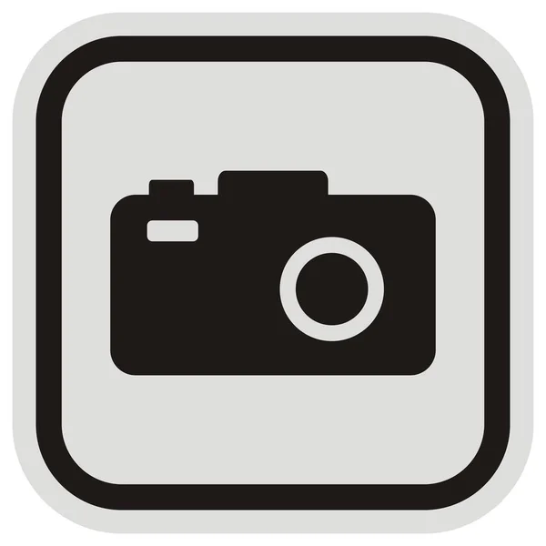 Camera Black Silhouette Vector Icon Gray Black Frame — Stock Vector