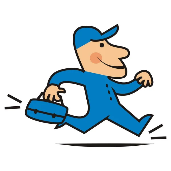 Running Man Reparateur Grappige Vectorillustratie — Stockvector