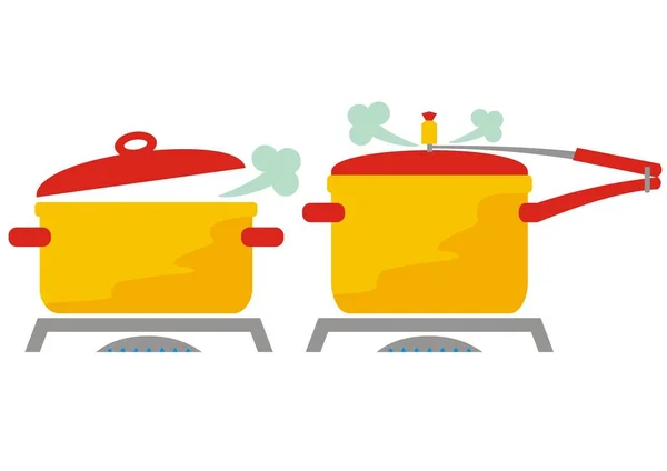 Pressure Cooker Set Vector Icon — Stock Vector