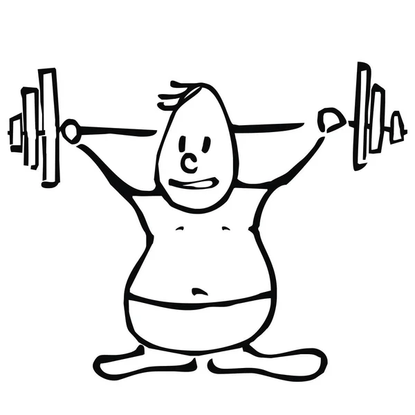 Gewicht Lifter Grappige Man Sketch Vector Icon — Stockvector