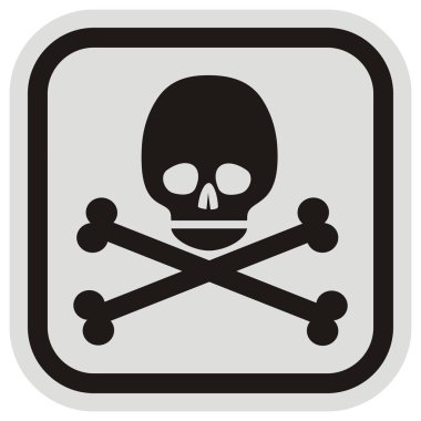 kafatası, gri ve siyah çerçeve, vektör simge düğmesini