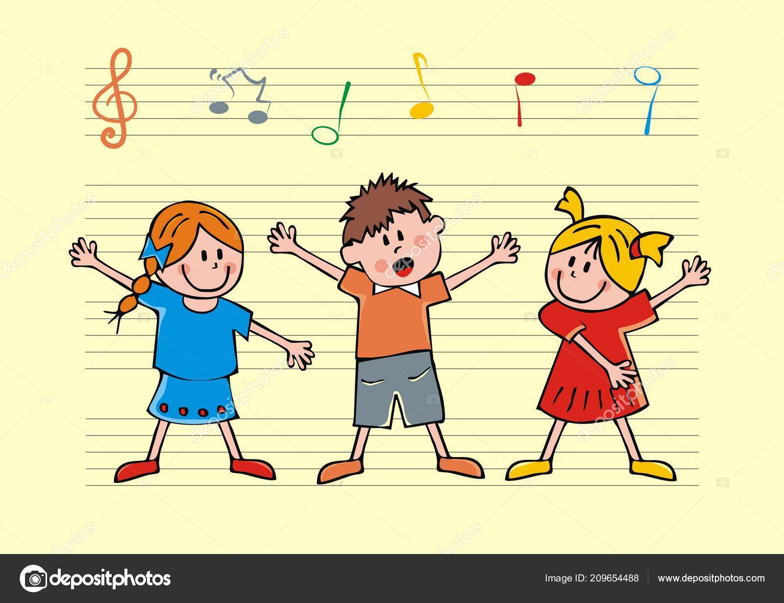 Singing Children Background Stave Music Notes Vector Icon Stock Vector  Image by ©janista #209654488