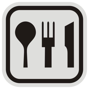 çatal, çatal, bıçak ve kaşık karede, siyah ve gri siyah silüeti düğme