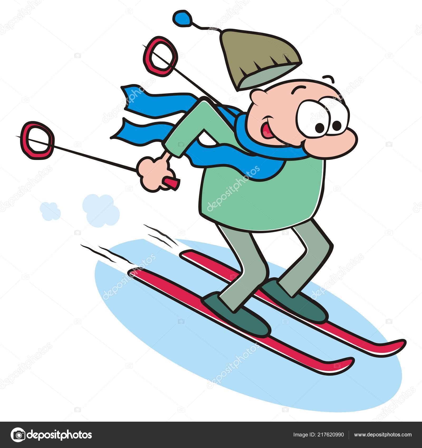 Skifahrer Lustige Vektorillustration lizenzfreie