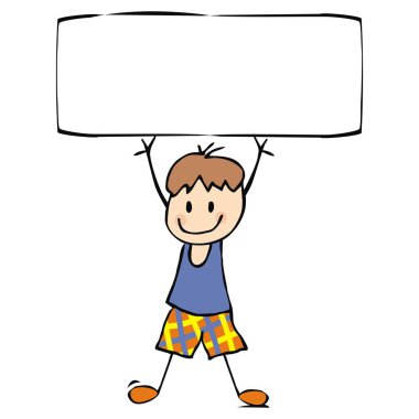 Afiş çocuk. Yaratıcı komik illüstrasyon. Pazarlama kampanyası için kavram. Vektör simge, tek nesne.