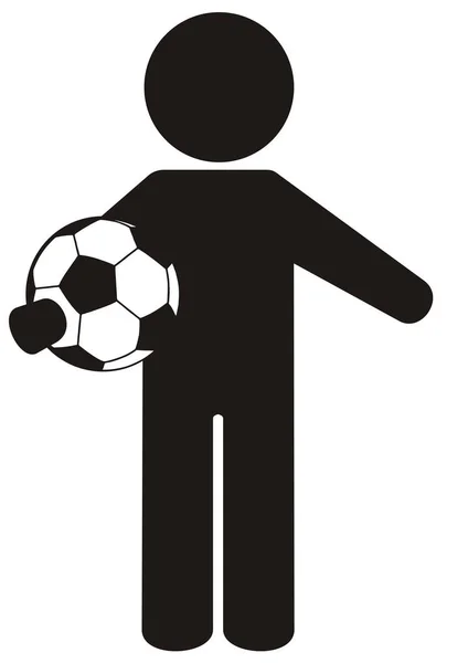 Black Silhouette Soccer Player Ball Vector Icon — Stock Vector