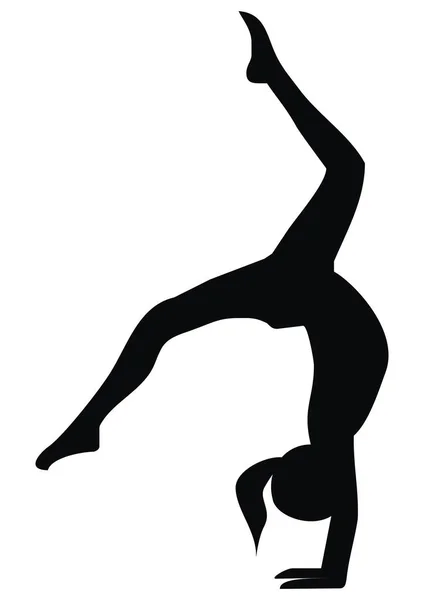 Gymnastic Exercises Loop Black Silhouette Girl Vector Icon — Stock Vector
