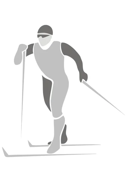 Лыжный Бегун Векторный Силуэт Лыжника — стоковый вектор