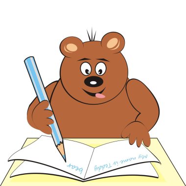 Oyuncak ayı, okulda, vektör simgesi