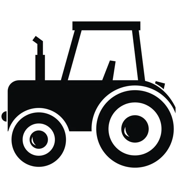 Black Silhouette Tractor Simple Vector Illustration — Stock Vector