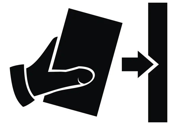 Turnstile Card Hand Black Silhouette Vector Icon — Stock Vector