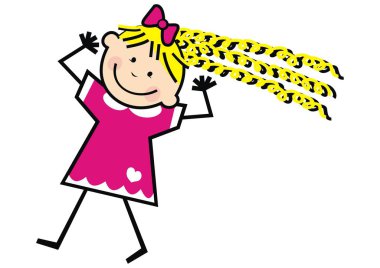 kıvırcık kız, sevimli vektör illüstrasyon