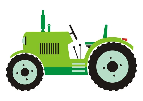 Tractor Color Verde Icono Vector Objeto Aislado — Vector de stock