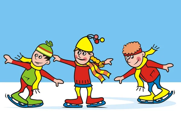 Bambini Skate Divertente Illustrazione Vettoriale — Vettoriale Stock