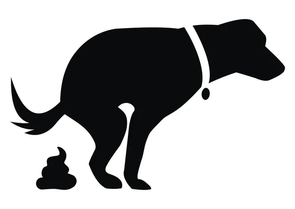 Köpek ve dışkı, siyah siluet, vektör illüstrasyon