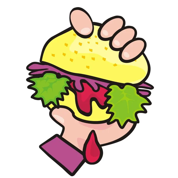 Hamburguesa Mano Icono Vector — Vector de stock