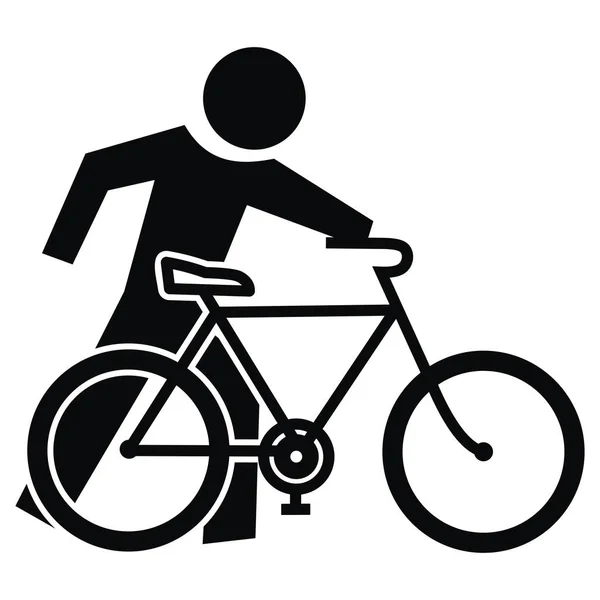 Ciclista Salir Bicicleta Lado Bicicleta Icono Del Vector Eps Silueta — Vector de stock