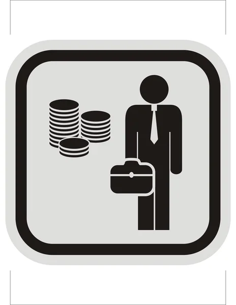 Homme Affaires Banque Icône Vectorielle Noire Cadre Gris Noir — Image vectorielle