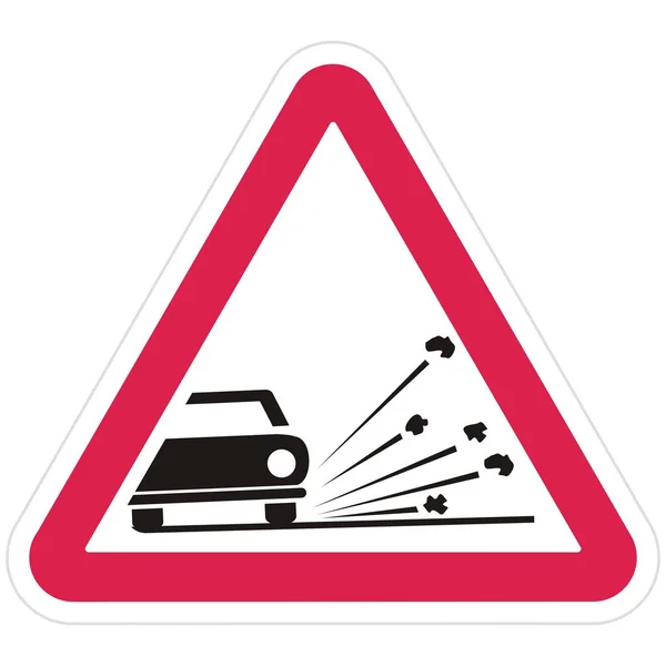 Attention Grain Avertissement Des Panneaux Signalisation Silhouette Noire Voiture Avec — Image vectorielle