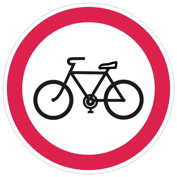 不准骑自行车 道路标志 红色圆框道路自行车黑色轮廓 矢量图标 — 图库矢量图片
