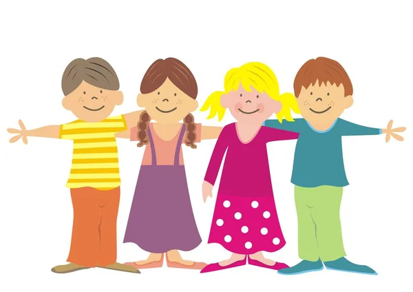 Friends Group Happy Kids Vector Icon — Stock Vector