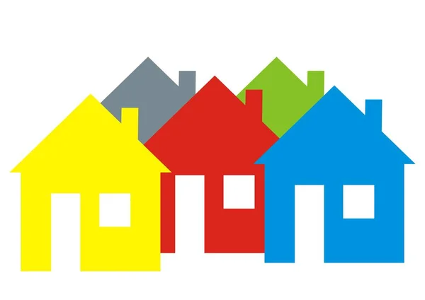5色の家 ベクトルアイコン いくつかの異なる色の家 — ストックベクタ