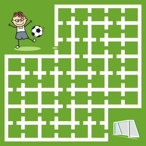 Labyrint Volnočasová Aktivita Fotbal Vektorová Ilustrace — Stockový vektor