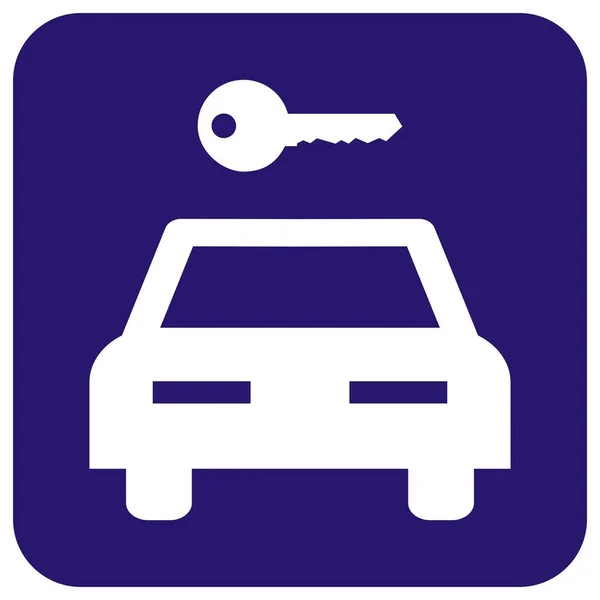 Car Key Blue Frame White Silhouette Vector Icon — Stock Vector