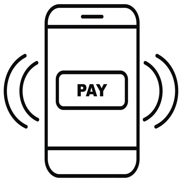 Smartphone Contactless Payment Black White Vector Icon — Stock Vector