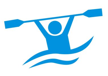 Su sporları, kanocu, vektör mavi simge