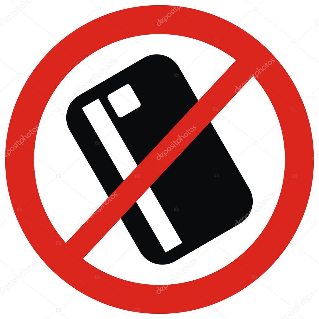 No credit card sign, vector icon, red circle frame