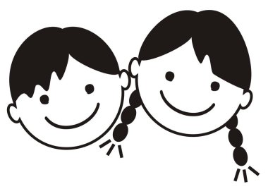 Erkek ve kız, siyah vektör simgesi