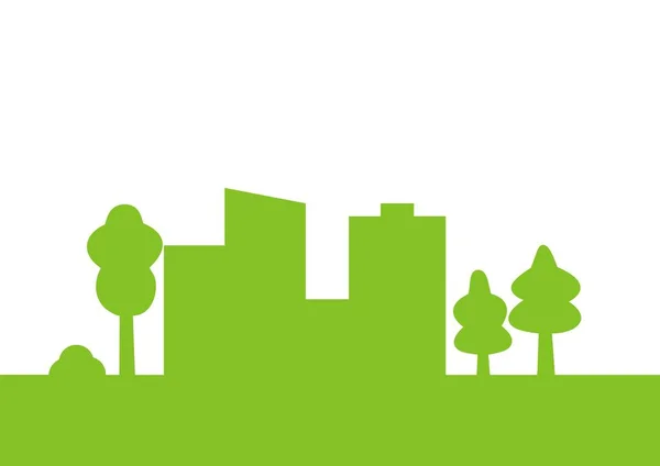 街と緑 緑のベクトルの概念図 シルエット — ストックベクタ