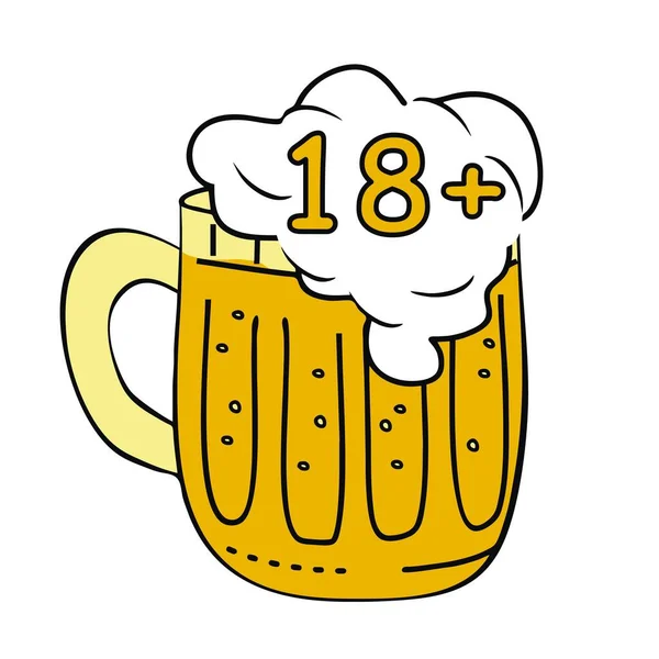 Bier Glas Alkoholgetränk Achtzehn Jahre Vektorsymbol — Stockvektor