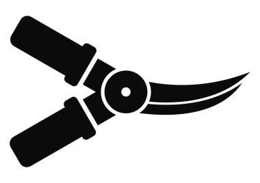 Budama makası, beyaz arkaplanda siyah simge, vektör silueti 