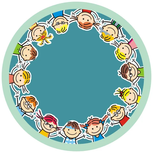 Happy Kids Circle Frame Conceptual Banner Vector Illustration — Stock Vector