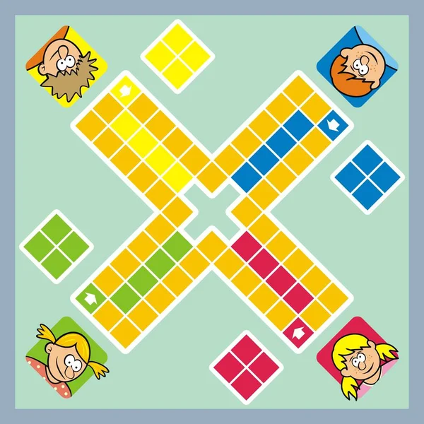 Ludo Jogo Tabuleiro Ilustração Vetorial —  Vetores de Stock